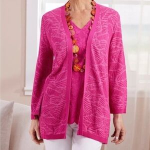 Soft Surroundings | Pink Palms  Kensley Tie Waist Cardigan | Sz M